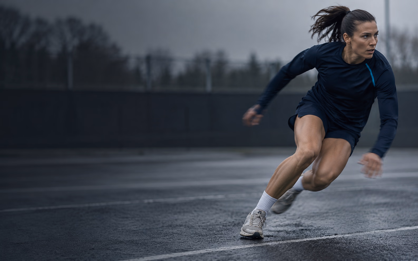 An athlete changing direction during an outdoor training session